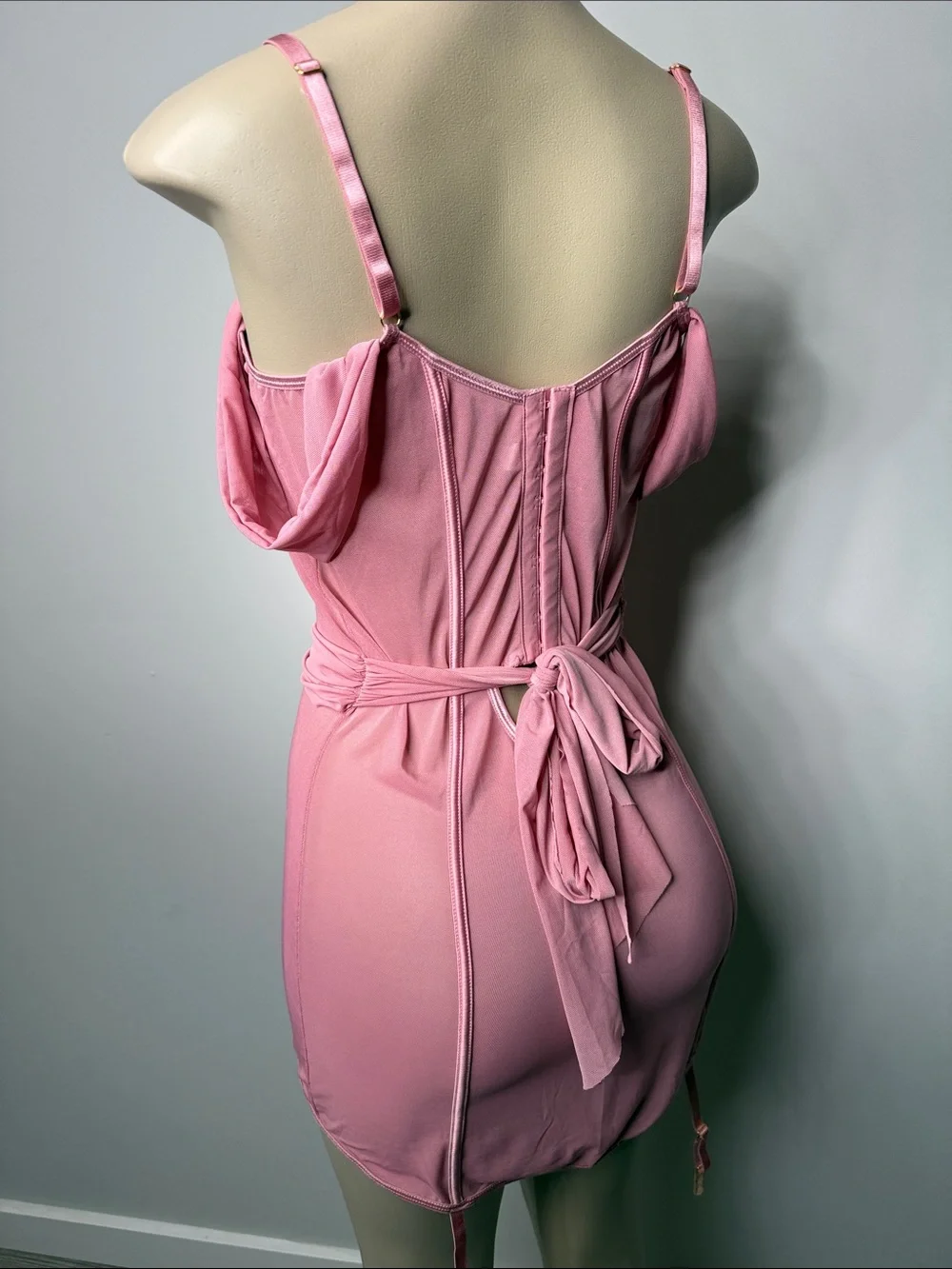 Pink Draped Bust Chemise with Garter Straps NWOT